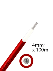 Athilex 4mm2 eenaderig DC kabel 100m - Rood