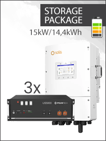 Solis S5 EH3P 15 kW + Pylon US5000 14.4 kWh (3 x 4.8 kWh) Pakket